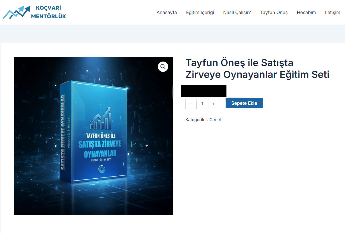 Koçvari Mentorluk WooCommerce Ürün Satış Sayfası