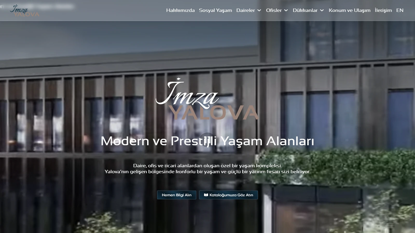 İmza Yalova çok dilli gayrimenkul platformu ve proje tanıtım sitesi